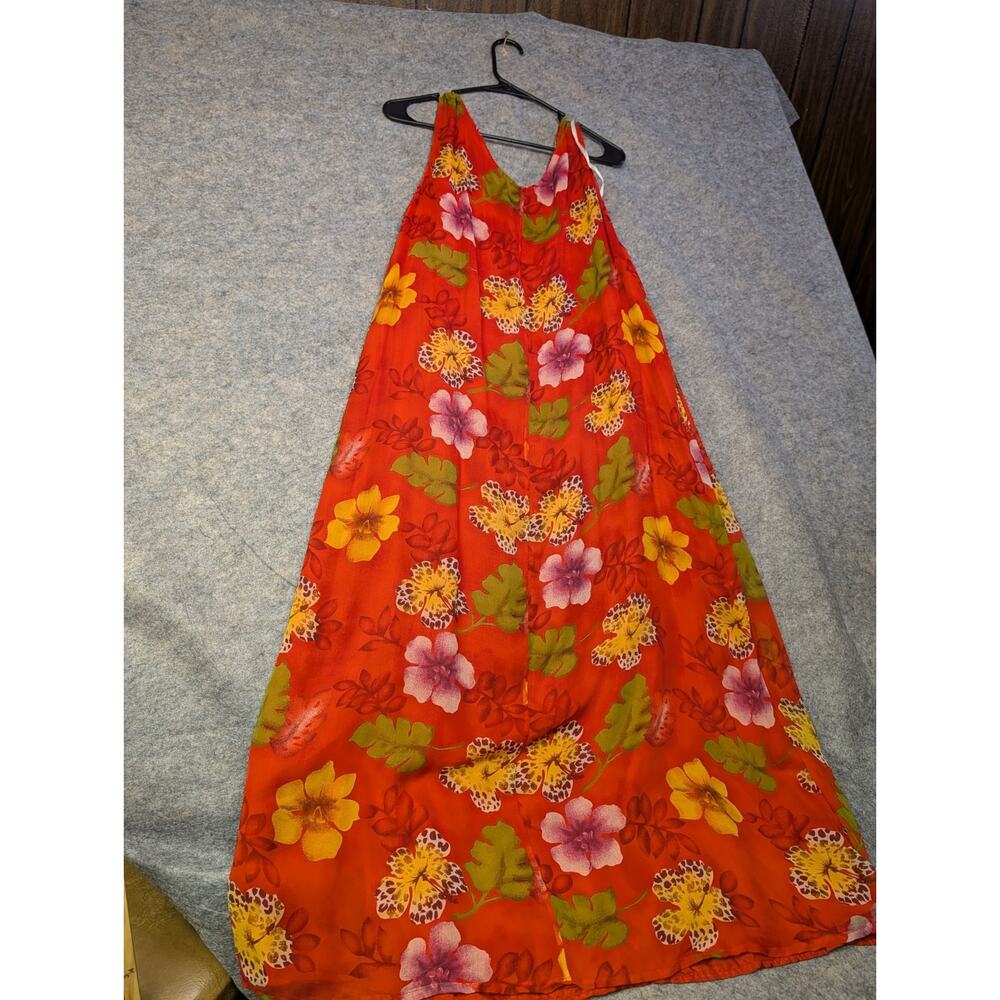 VTG Robbie Bee 100% Silk Orange Floral 2 Piece Button Jacket 18W Hawaiian Resort - Picture 7 of 8
